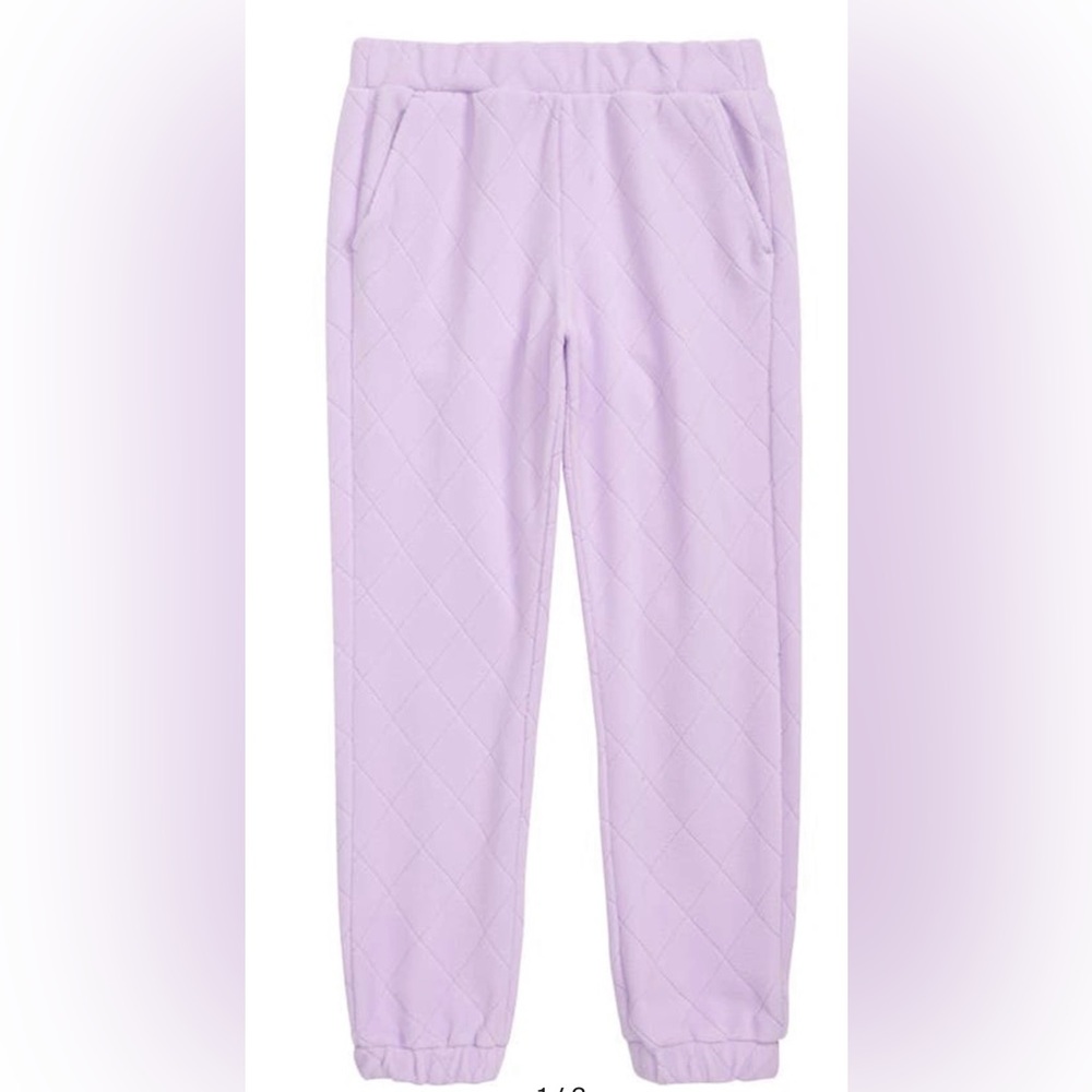 NWT Zella Purple Bloom Diamond Quilted Fleece Joggers